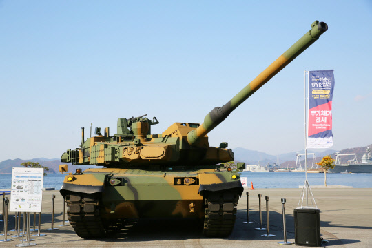 2022 충무공 이순신방위산업전에 전시된 현대로템 K2 전차. 현대로템 제공